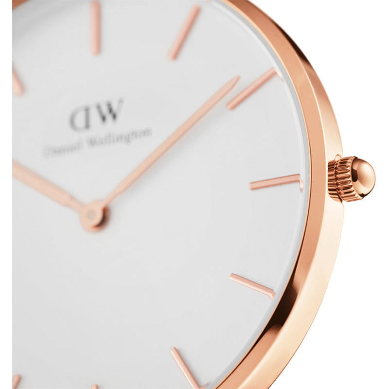 Daniel Wellington Petite Melrose White Dial Rose Gold Mesh Strap Watch For Women - DW00100305