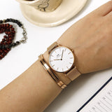 Daniel Wellington Petite Melrose White Dial Rose Gold Mesh Strap Watch For Women - DW00100305