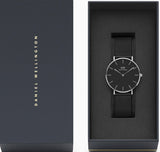 Daniel Wellington Petite Ashfield Black Dial Black Mesh Strap Watch For Women - DW00100308