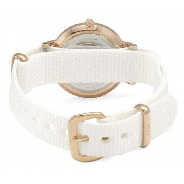 Daniel Wellington Classic Dover White Dial White Nylon Strap Watch For Women - DW00100309