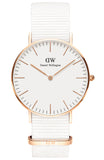 Daniel Wellington Classic Dover White Dial White Nylon Strap Watch For Women - DW00100309