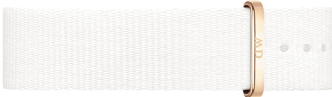 Daniel Wellington Classic Dover Black Dial White Nylon Strap Watch For Women - DW00100310