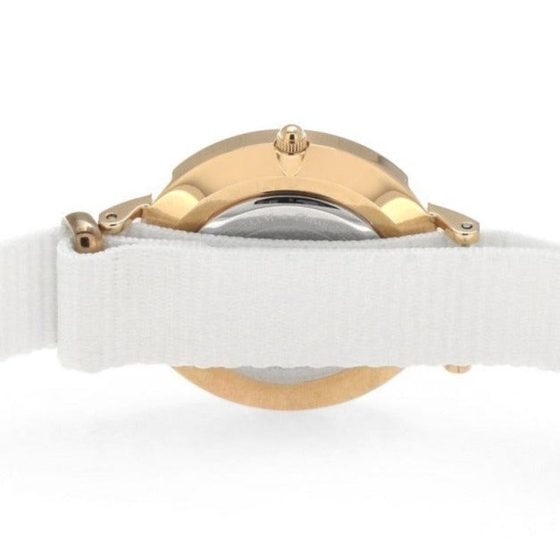 Daniel Wellington Classic Petite Dover Black Dial White NATO Strap Watch For Women - DW00100312