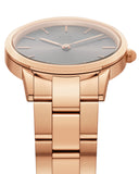 Daniel Wellington Iconic Link Grey Dial Rose Gold Steel Strap Watch For Women - DW00100336