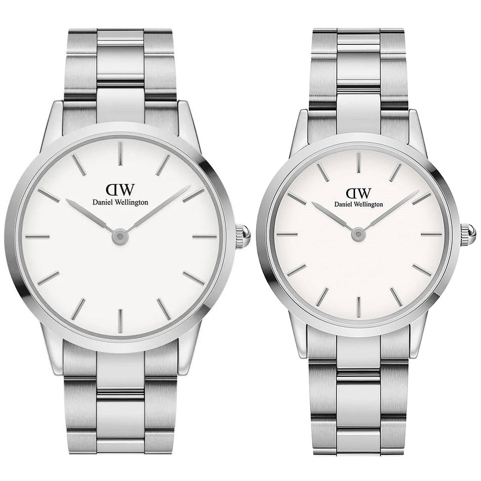 Daniel Wellington Iconic Link White Dial Silver Steel Strap Watch For Women - DW00100207