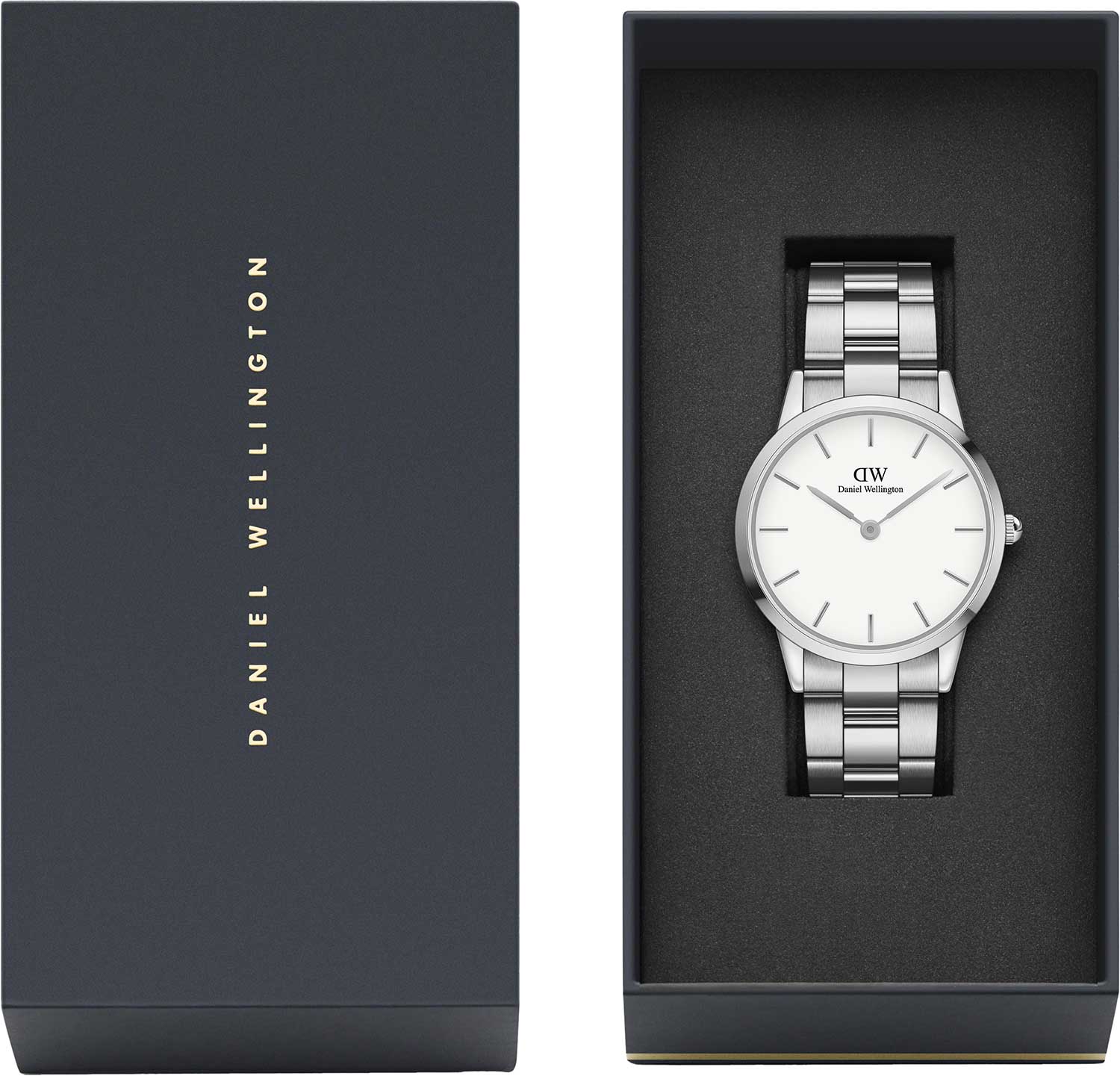 Daniel Wellington Iconic White Dial Silver Steel Strap Watch For Men - DW00100341