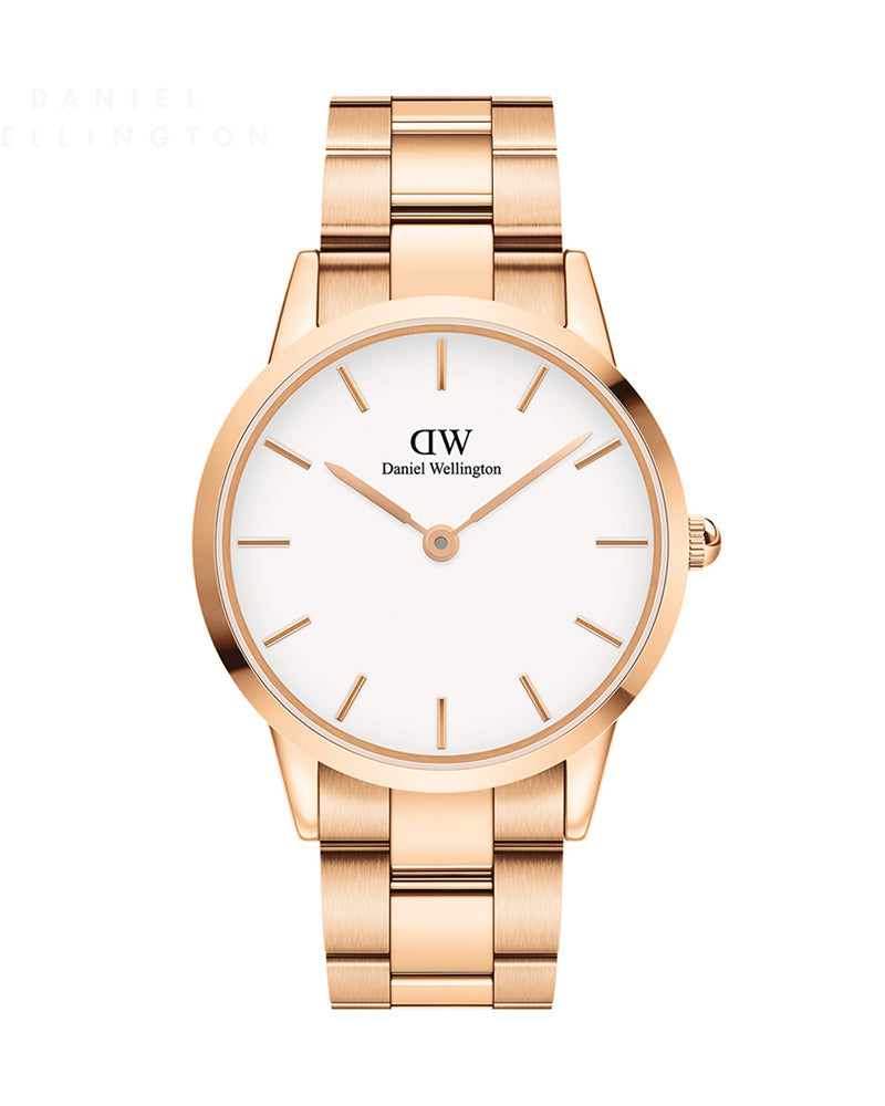 Daniel Wellington Iconic Link White Dial Gold Steel Strap Watch For Men - DW00100343