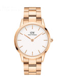 Daniel Wellington Iconic Link White Dial Gold Steel Strap Watch For Men - DW00100343