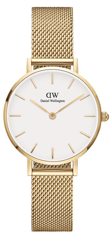 Daniel Wellington Classic Petite Evergold White Dial Gold Mesh Bracelet Watch For Women - DW00100350