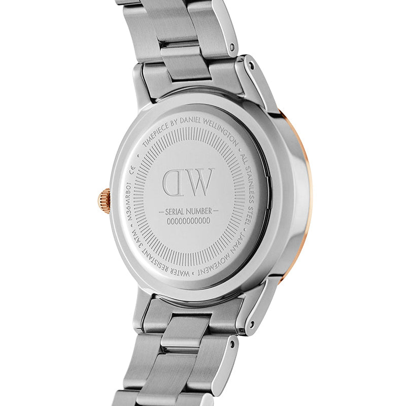 Daniel Wellington Iconic Link Pink Dial Silver Steel Strap Watch For Women - DW00100327