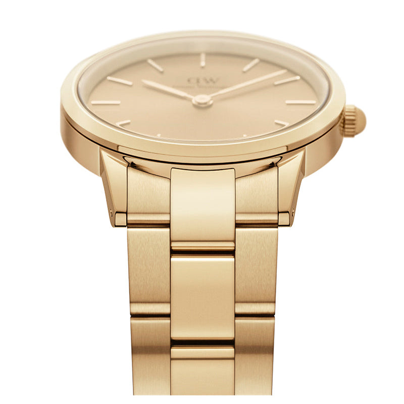 Daniel Wellington Iconic Link Unitone Gold Dial Gold Steel Strap Watch For Women - DW00100403