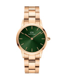 Daniel Wellington Iconic Link Emerald Green Dial Rose Gold Steel Strap Watch For Women - DW00100421