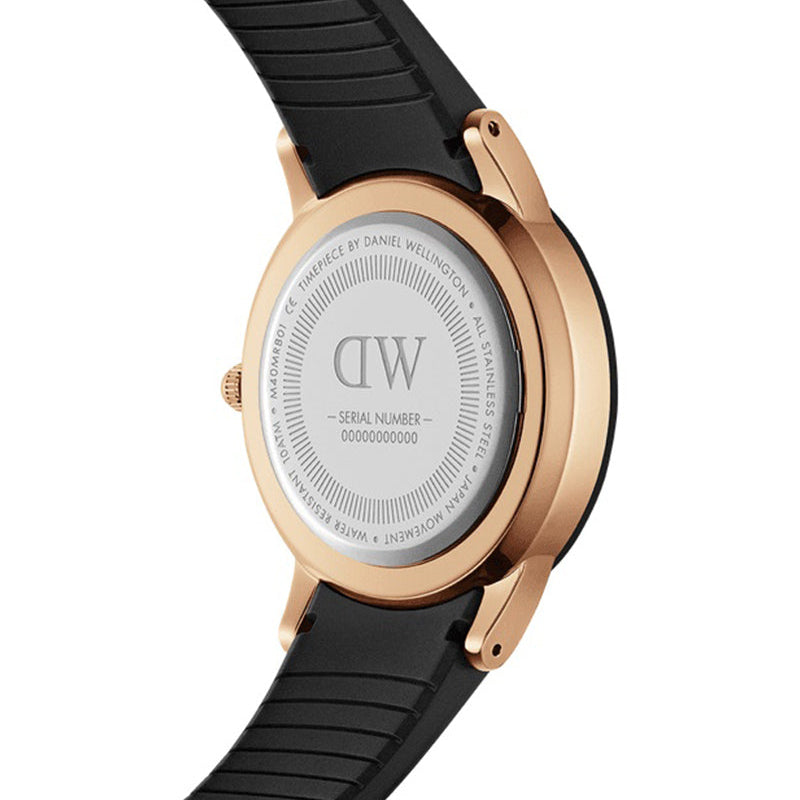 Daniel Wellington Iconic Motion Black Dial Rubber Strap Watch For Women - DW00100426