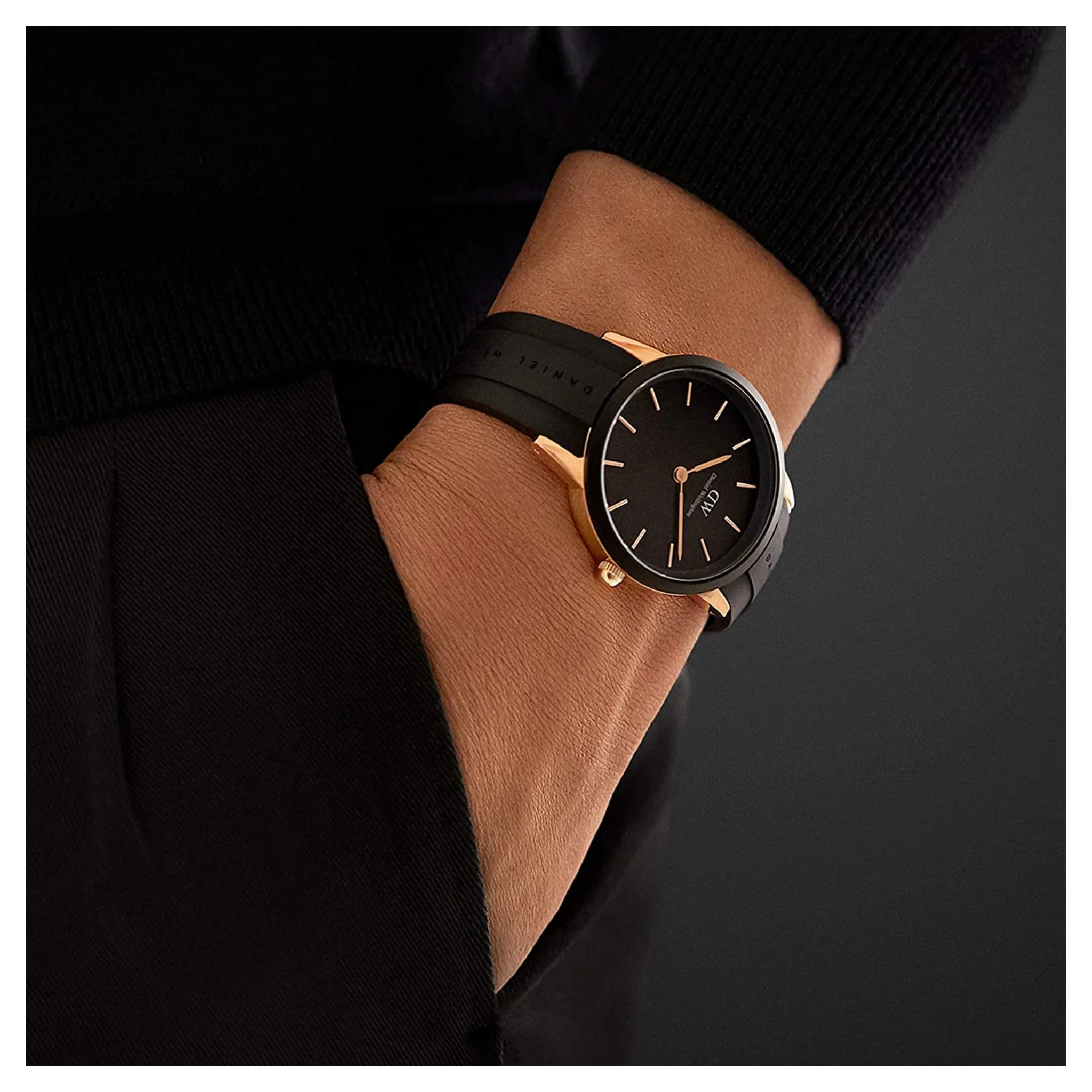 Daniel Wellington Iconic Motion Black Dial Rubber Strap Watch For Women - DW00100426