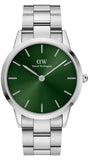 Daniel Wellington Iconic Link Emerald Green Dial Silver Steel Strap Watch For Men - DW00100427