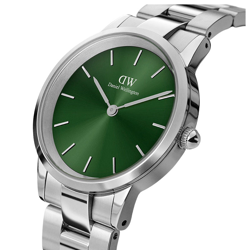 Daniel Wellington Iconic Link Emerald Green Dial Silver Steel Strap Watch For Men - DW00100427