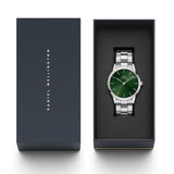 Daniel Wellington Iconic Link Emerald Green Dial Silver Steel Strap Watch For Men - DW00100427