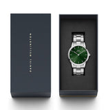 Daniel Wellington Iconic Link Emerald Green Dial Silver Steel Strap Watch For Men - DW00100427