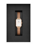 Daniel Wellington Quadro Melrose White Dial Gold Mesh Strap Watch For Women - DW00100431