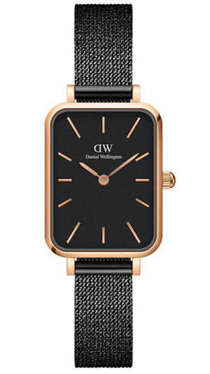 Daniel Wellington Quadro Ashfield Black Dial Black Mesh Strap Watch For Women - DW00100433