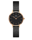 Daniel Wellington Classic Petite Pressed Ashfield Black Dial Black Mesh Bracelet Watch For Women - DW00100441