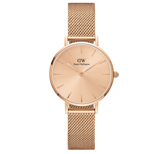 Daniel Wellington Petite Rose Gold Dial Rose Gold Mesh Strap Watch For Women - DW00100472