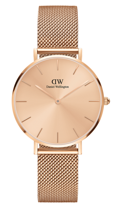 Daniel Wellington Petite Rose Gold Dial Rose Gold Mesh Strap Watch For Women - DW00100472