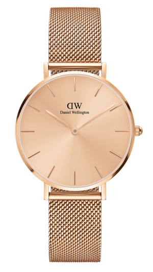 Daniel Wellington Petite Rose Gold Dial Rose Gold Mesh Strap Watch For Women - DW00100472
