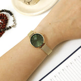 Daniel Wellington Petite Emerald Green Dial Gold Mesh Strap Watch For Women - DW00100479