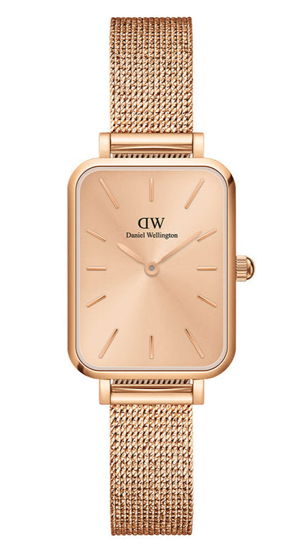 Daniel Wellington Quadro Unitone Rose Gold Dial Rose Gold Mesh Strap Watch For Women - DW00100484