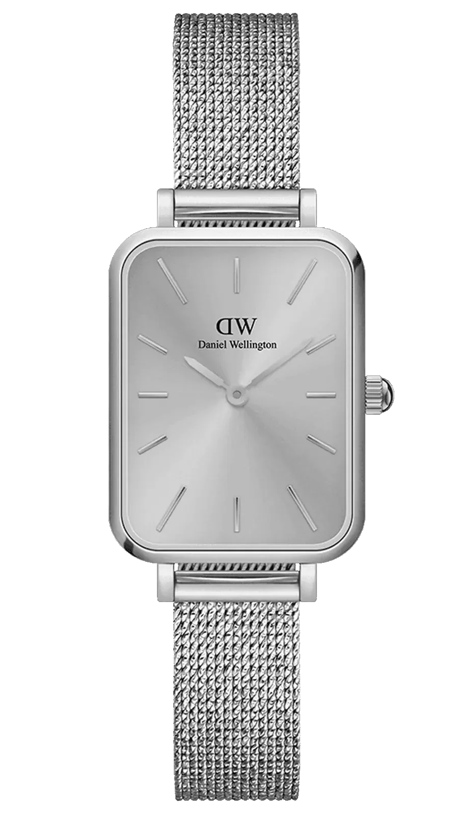 Daniel Wellington Quadro Unitone Silver Dial Silver Mesh Strap Watch For Women - DW00100486