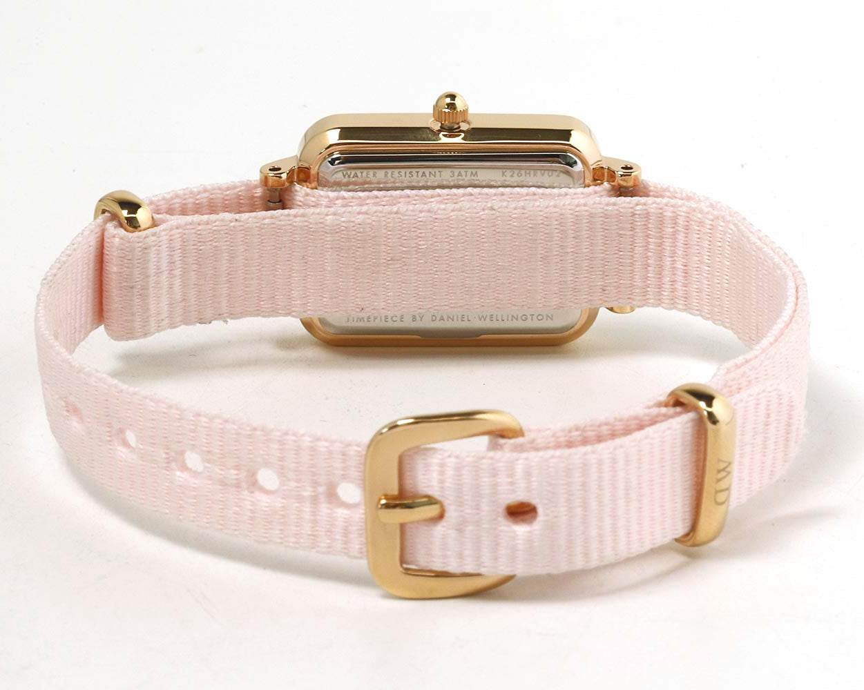 Daniel Wellington Quadro Pressed Mother of Pearl Pink Dial Pink Nylon Strap Watch For Women - DW00100509