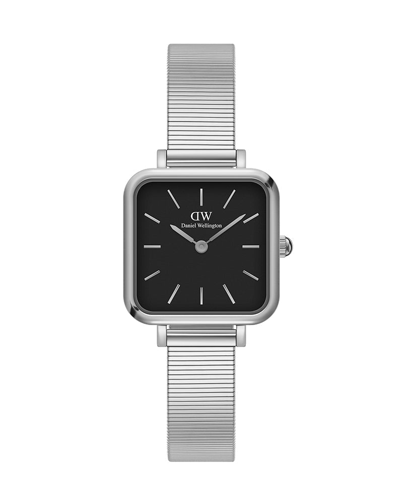 Daniel Wellington Quadro Studio Black Dial Silver Mesh Strap Watch For Women - DW00100522