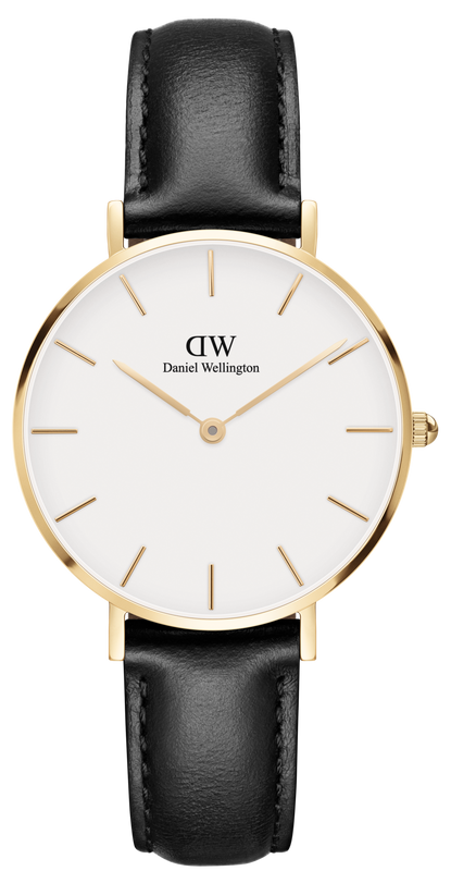 Daniel Wellington Classic Petite Sheffield White Dial Black Leather Strap Watch For Women - DW00100230