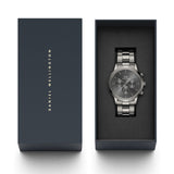 Daniel Wellington Iconic Link Chronograph Grey Dial Grey Steel Strap Watch for Men - DW00100643