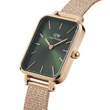 Daniel Wellington Pressed Melrose Emerald Green Rose Gold Mesh Strap Watch For Women - DW00100445