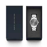 Daniel Wellington Link Grey Dial Silver Steel Strap Watch For Men - DW00100328