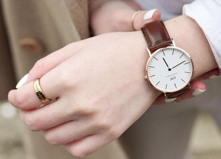 Daniel Wellington Classic Petite St Mawes White Dial Brown Leather Strap Watch For Women - DW00100231