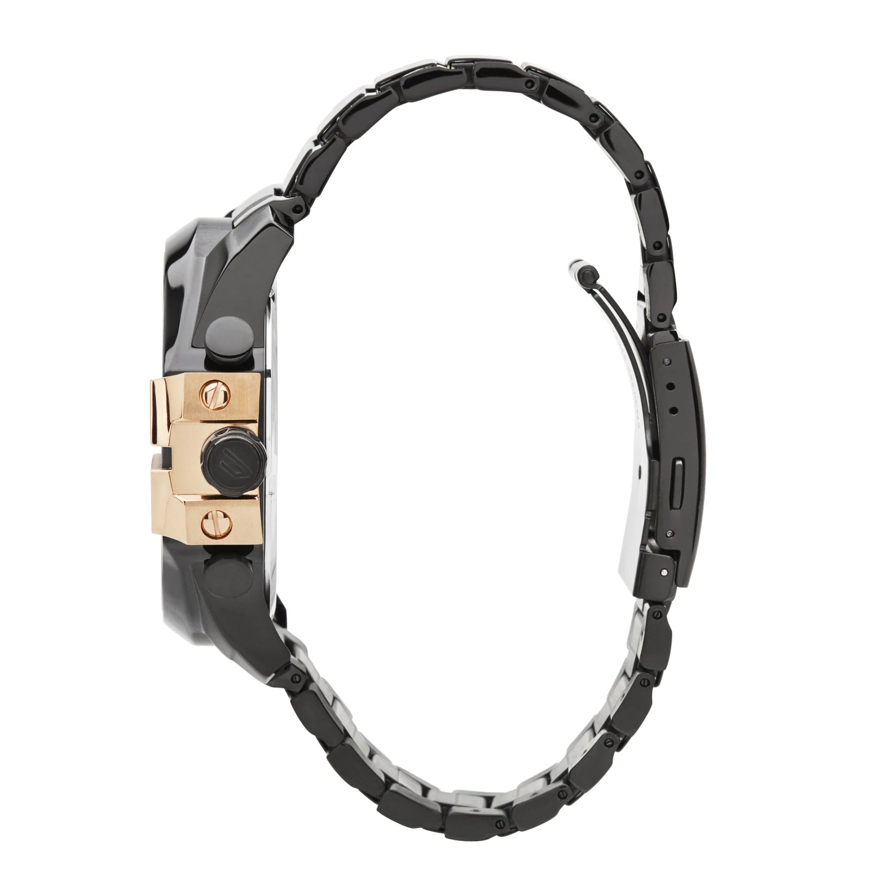 Diesel Mega Chief Chronograph Black Dial Black Steel Strap Watch For Men - DZ4309