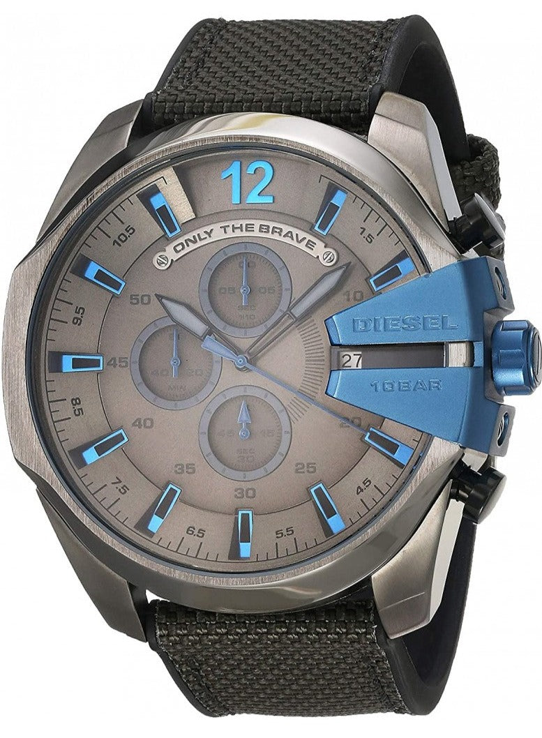 Diesel Mega Chief Chronograph Black Dial Black Nylon Strap Watch For Men - DZ4500