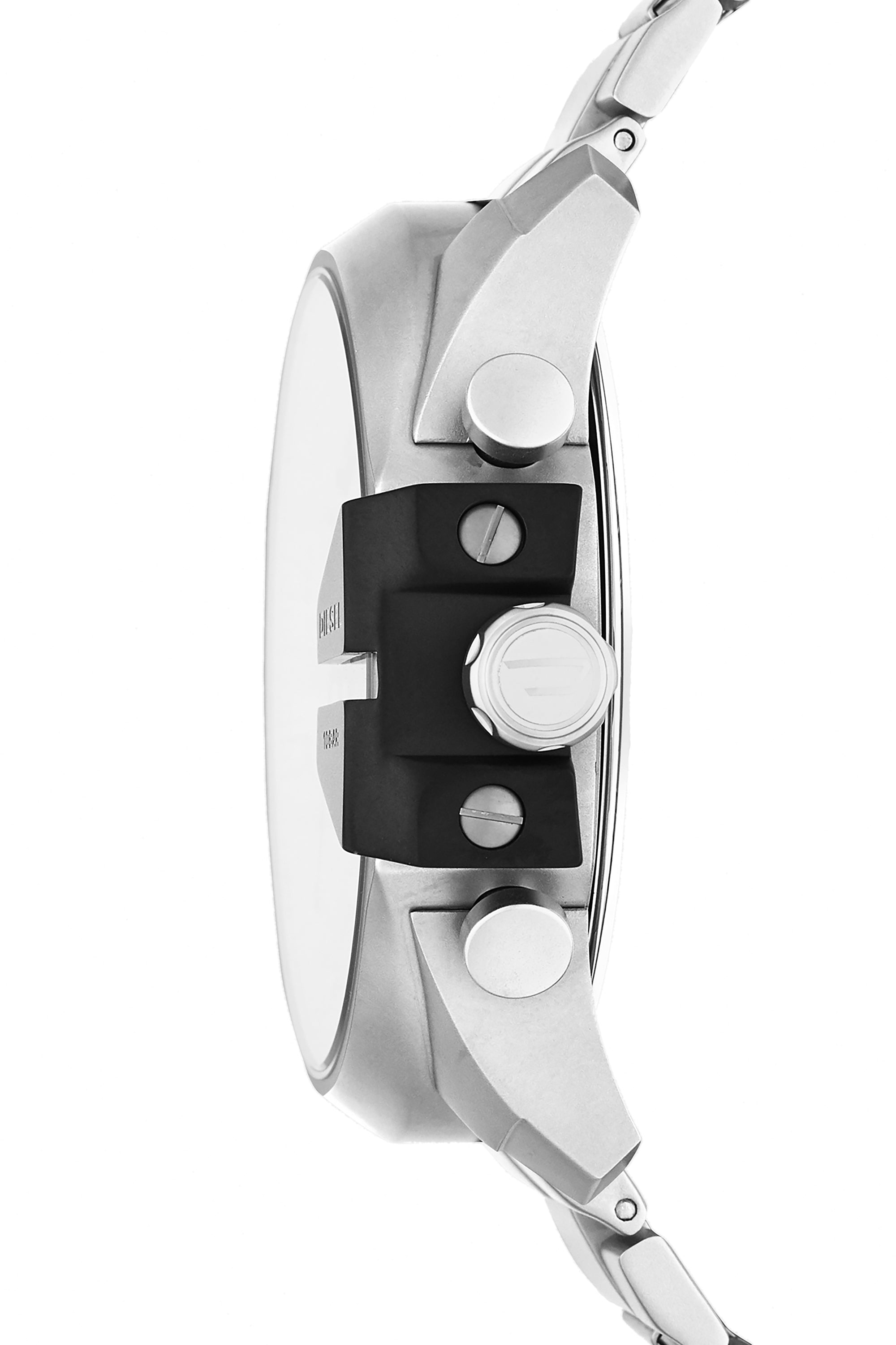 Diesel Mega Chief Chronograph Silver Dial Silver Steel Strap Watch For Men - DZ4501