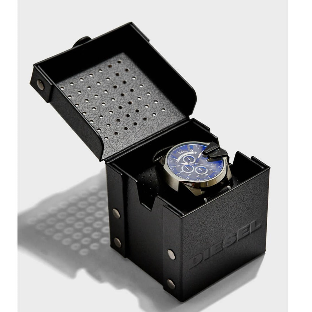 Diesel Mega Chief Chronograph Black Dial Grey Nylon Strap Watch For Men - DZ4523