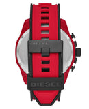 Diesel Mega Chief Chronograph Black Dial Red Rubber Strap Watch For Men - DZ4526