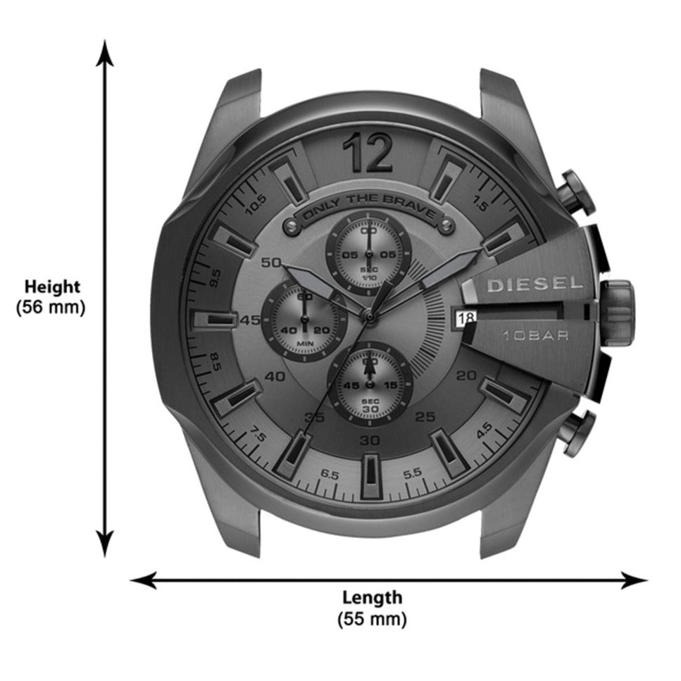 Diesel Mega Chief Chronograph Black Dial Black Mesh Strap Watch For Men - DZ4527