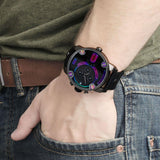 Diesel Badass Chronograph Anthracite Dial Black Leather Strap Watch For Men - DZ7270