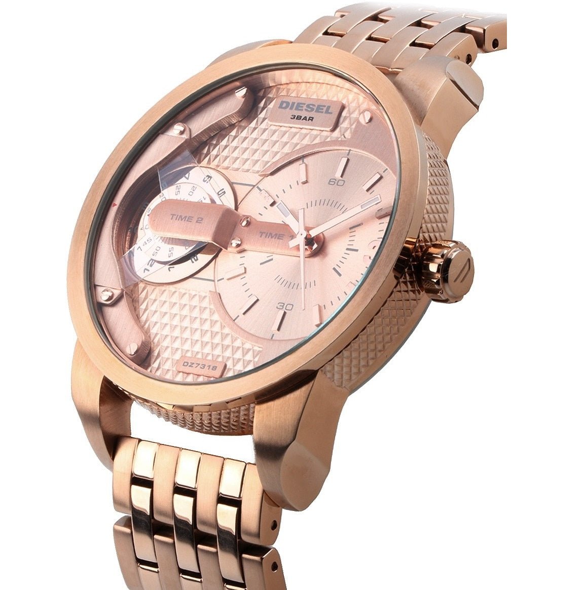 Diesel Mini Daddy Rose Gold Dial Rose Gold Steel Strap Watch For Men - DZ7318