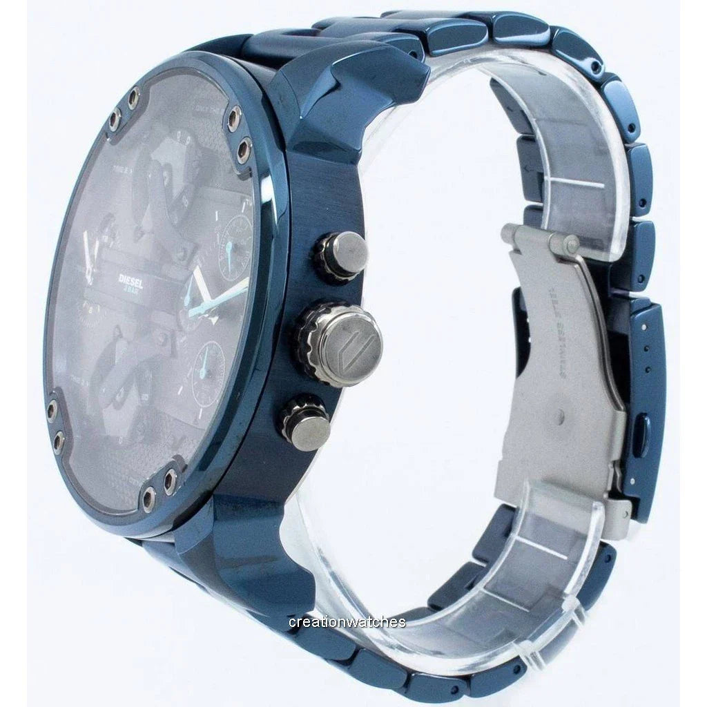 Diesel Daddy 2.0 Chronograph Grey Dial Blue Steel Strap Watch For Men - DZ7414