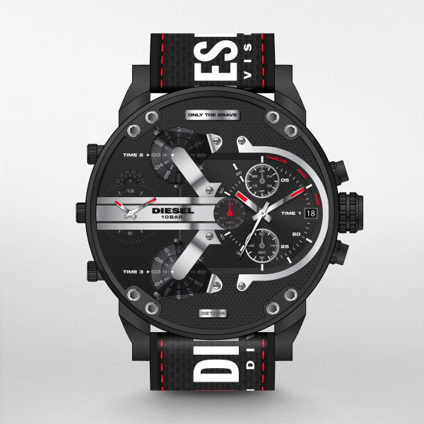 Diesel Mr. Daddy 2.0 Quartz Black Dial Black Nylon Strap Watch For Men - DZ7433