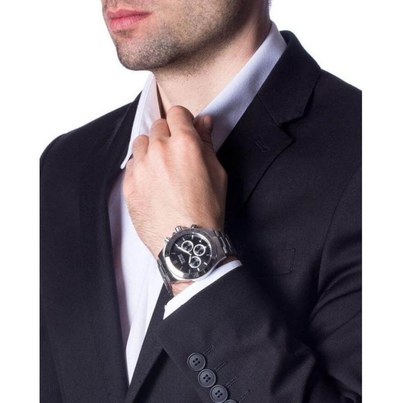 Hugo Boss Ikon Black Dial Silver Steel Strap Watch for Men - 1512965