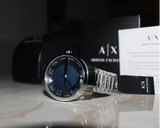 Armani Exchange Hampton Chronograph Blue Dial Silver Steel Strap Watch For Men - AX2178